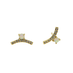 Promotion Gold Plated Gold Plated Factory Drop Shipping Top Quality Chic Trendy Design Simple <strong>Opal</strong> <strong>Stud</strong> <strong>Earring</strong> - Product Image 5
