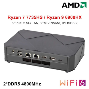 Mini PC portátil AMD R7 7840HS 7940HS R5 6600H Computadora para juegos DDR5 PCIe4.0 2x2,5G LAN HD DP Wins11 NUC Computadora de escritorio WiFi6 - Product Image 2