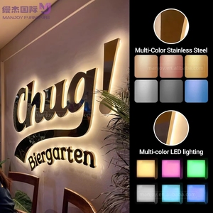 Letras Acrílicas Retroiluminadas de Acero Inoxidable Personalizadas, Acabado Espejo Electrochapado, Letrero Comercial LED, Señalización 3D Iluminada - Product Image 4