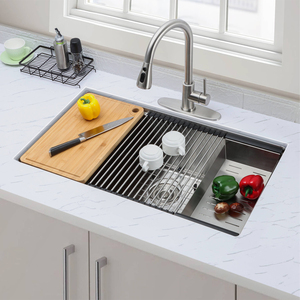 <span class=keywords><strong>Évier</strong></span>s de <span class=keywords><strong>cuisine</strong></span> à montage sous plan à cuve unique, acier inoxydable 304 de calibre 16, finition nickel brossé - Product Image 2
