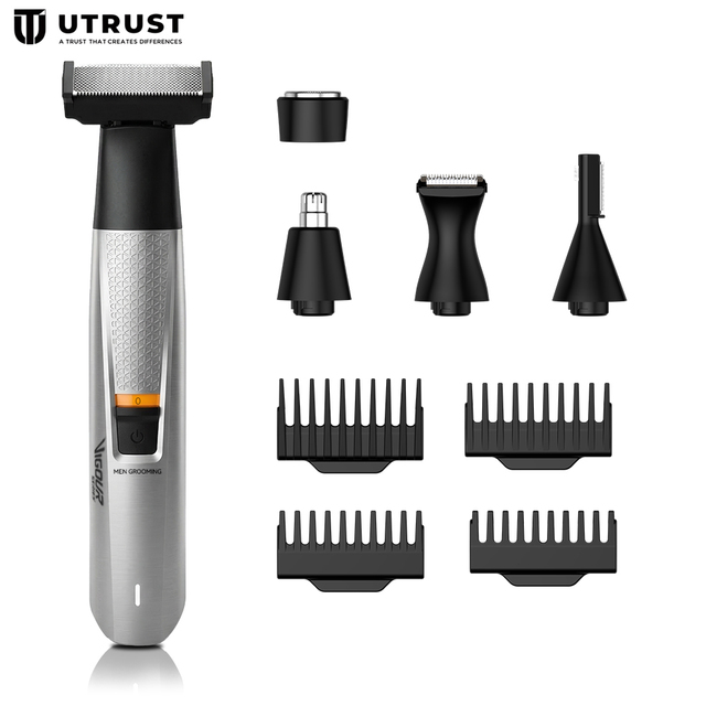 12-in-1 Men's Body Groomer & Cordless Beard Trimmer Kit - All-in-One Electric Shaver for Face, Body, Nose, Bikini - Type-C USB