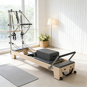 Reformer de Pilates Maple para Entrenamiento Profesional con Media Torre y Rieles de Aluminio para Uso en Estudio, Hogar y Comercial - Product Image 1