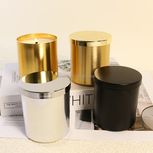 ภาชนะใส่เทียนทรงกระบอกทำจากอลูมิเนียมหรูหราพร้อมฝาโลหะโถเทียนสำหรับทำเทียน - Product Image 4