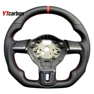 YTcarbon para Golf 6 <span class=keywords><strong>MK6</strong></span> Tiguan Caddy Polo <span class=keywords><strong>Jetta</strong></span> piezas <span class=keywords><strong>de</strong></span> automóvil accesorios interiores <span class=keywords><strong>de</strong></span> coche volante <span class=keywords><strong>de</strong></span> cuero personalizado - Product Image 1