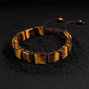 Bracelet en macramé fait main en œil de tigre naturel pour homme, ajustable, avec perles en <span class=keywords><strong>pierre</strong></span> œil de tigre, bijoux en <span class=keywords><strong>pierre</strong></span> naturelle - Product Image 1