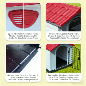 Caseta para <span class=keywords><strong>Perros</strong></span> <span class=keywords><strong>de</strong></span> Plástico Resistente a la Intemperie para <span class=keywords><strong>Perros</strong></span> Grandes - Villa para Mascotas con Doble Puerta, Caseta para <span class=keywords><strong>Perros</strong></span> para Exteriores para Todas las Estaciones - Product Image 5