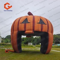 Décorations de jardin gonflables de citrouilles d'Halloween, amusantes, en polyester, pour l'extérieur