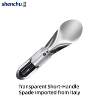 Cuillère à glace transparente à long manche en acier inoxydable de qualité médicale, accessoire commercial pour crème glacée importé de Chine