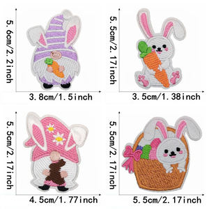 Certified Factory Custom <b>Letter</b> Cartoon Rabbit Egg Embroidered Patch Iron <b>On</b> Happy Easter Embroidered Patches For Clothing - Product Image 3