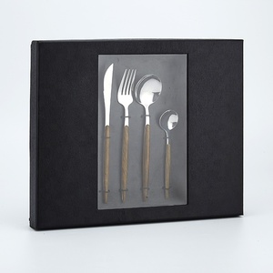 Royal wedding gold plating stainless steel knife fork spoon plastic handle cutlery sets