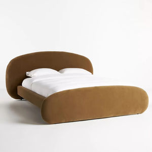 Современный дизайн, деревянный каркас кровати, высокое изголовье, удобная королева, Королевский размер, тканевая обивка, кровать для продажи - Product Image 3