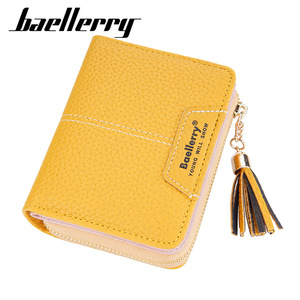กระเป๋าสตางค์ใบเล็กสำหรับผู้หญิง Baellerry หนัง PU ซิปใส่เหรียญ พร้อมพู่ห้อย สีพื้น ใช้ได้ทุกวัน - Product Image 1