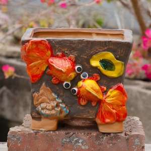 MSH Nouveauté <span class=keywords><strong>Pot</strong></span> <span class=keywords><strong>de</strong></span> fleurs succulentes peint à la main en forme <span class=keywords><strong>de</strong></span> poisson rouge <span class=keywords><strong>Décoration</strong></span> pour <span class=keywords><strong>maternelle</strong></span> - Product Image 6