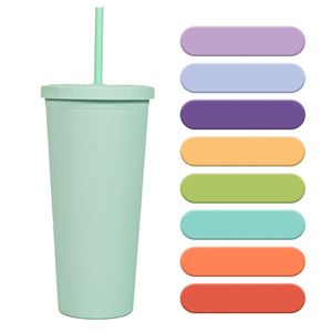 16Oz 480Ml 24Oz 710Ml Fancy Hot-Selling Custom Logo Tumbler Double Wall Plastic Cup With Straw for Gifts - Product Image 5