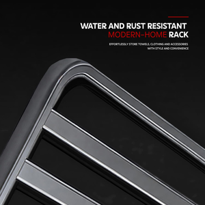 Modern Foldable Towel Rack with <b>Hooks</b> Towel <b>Shelf</b> with <b>Hooks</b> Black Bathroom Rack - Product Image 4