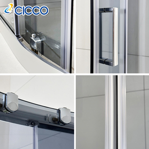 Fait sur mesure demi-rond gris verre trempé cadre chromé porte coulissante boîtier salle de <span class=keywords><strong>douche</strong></span> portes salle de <span class=keywords><strong>douche</strong></span> - Product Image 5