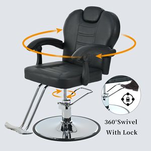 Sillón de Barbería Hidráulico de Alta Resistencia con Rotación de 360° y Función Reclinable, Asiento de Cuero Sintético, Base de Acero, Diseño Industrial - Product Image 6