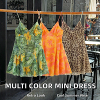 Robe mini décontractée d'été pour femme, 3 Coloray, tissée, respirante, sans col, à fines bretelles, unie, taille naturelle