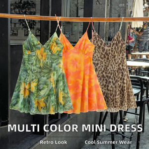 Robe mini décontractée d'été sans col à fines bretelles, taille naturelle, unie, 3 couleurs, pour femme - Product Image 2