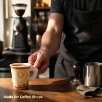 Gobelet à café en papier de 7 oz avec poignée, jetable, empilable, à rebord roulé, pour thé chaud, vente en gros