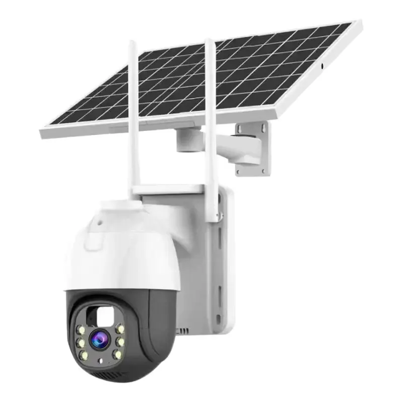Kamera CCTV nirkabel Audio 2 arah penglihatan malam, kamera IP 1080p PIR V360PRO baterai tenaga surya 4G SIM CARD PTZ bekerja dengan penglihatan malam warna luar ruangan