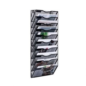 Metal Wall <b>File</b> Holder 10 Pockets Hanging Wall <b>File</b> <b>Organizer</b> Paper <b>Organizer</b> Storage Document Mail Holder Magazine Rack - Product Image 1