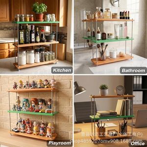 Wooden Multi Tiered Kitchen <b>Shelf</b> 3 Tier Adjustable Storage <b>Rack</b> For Spices Coffee Utensils Countertop Organizer - Product Image 4