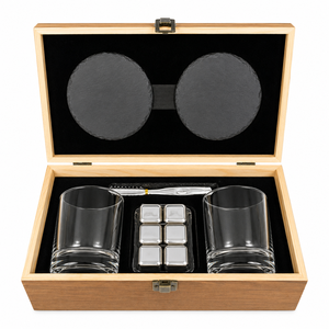 SKYJOY Juego de Regalo de 2 Vasos de Whisky Vintage Ecológicos con Caja de Madera para Grabado Láser y Suministros de Bar - Product Image 4