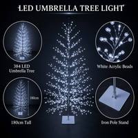 Árbol de Navidad Metálico con Luces LED para Interiores, Blanco Cálido, 1.8m, Clasificación IP44, Luces para Decoración de Exteriores