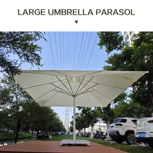 7m Large Size Aluminum Pole Led Light Parasol Umbrella For Hotel Villa Park Garden Beach Restaurant
