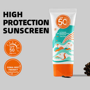 Crème solaire bio fix <span class=keywords><strong>derma</strong></span> en tube ovale SPF 50, 50 ml, format voyage, pour peaux claires, à l'oxyde de zinc, OEM ODM, soin de la peau - Product Image 1