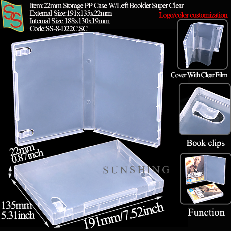 D22C:191x135x22mm-W/Left Booklet Clear