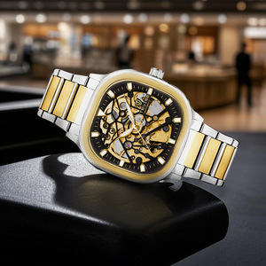 Montre pour homme carrée luminescente, bracelet en acier étanche, montre de mode automatique mécanique - Product Image 6
