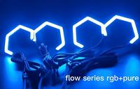Nouveaux projecteurs de phares avant de voiture Misunauto, Angel Eyes RGB Flow, IP65, étanches, montage en surface, anneaux halo hexagonaux LED 12V, 75/86 mm