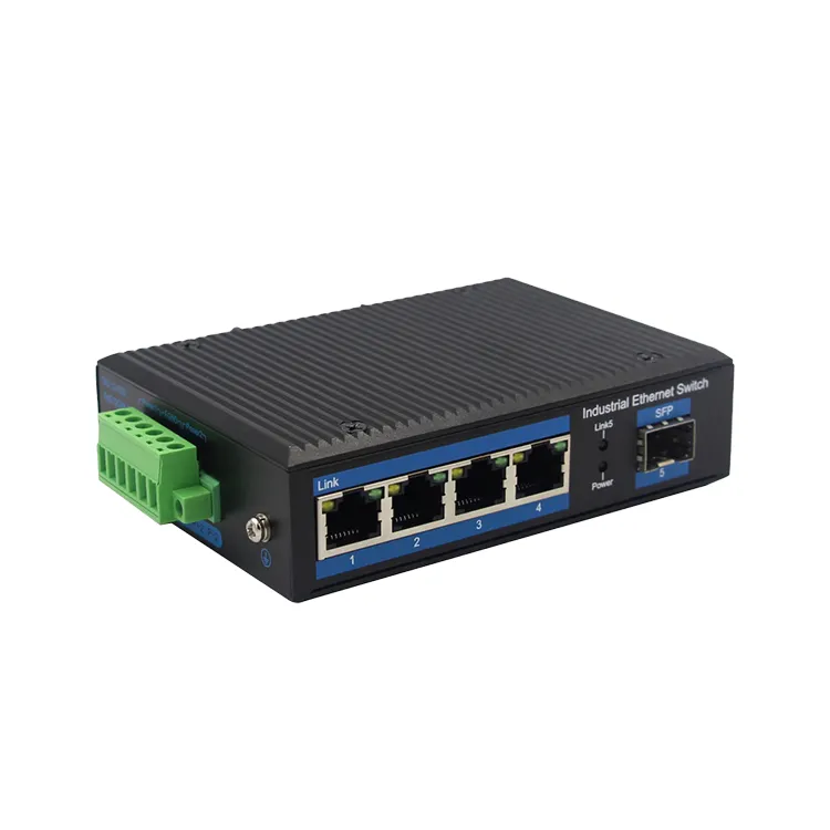 Switch POE Unmanaged Industrial Switch 4 Port 10/100/ 1000Base-TX And 1 Port 1000BaseFX SFP/SC/SFP Port Gigabit Ethernet Network Switch
