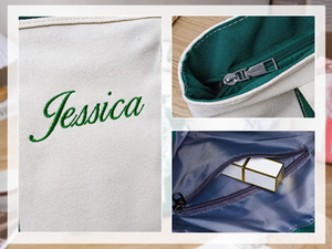 Borsa Personalizzata Ricamata per Damigelle, Regalo di Nozze, Borsa da Spiaggia in Tela Stile Classico per Donne - Product Image 5