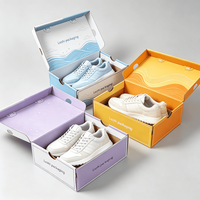 Boîtes d'emballage pour chaussures en carton ondulé en gros, logo personnalisé imprimé, boîtes rigides pliables en carton pour chaussures