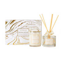 Coffret Cadeau Saint-Valentin OEM : Bougies et Diffuseurs de Luxe – Ensemble de Bougies Blanches Sans Flamme en Rotin Parfumé pour Invités