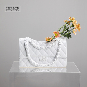 Merlin Living Handbag White Ceramic <strong>Vase</strong> Decoration Tabletop Modern Decor <strong>Flower</strong> <strong>Vase</strong> for Ceramic Decoration - Product Image 3