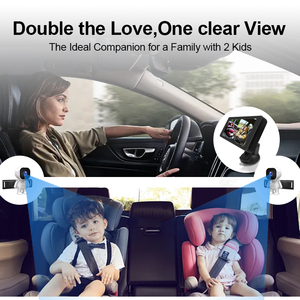 Moniteur Bébé Double Caméra de Voiture 6,86 Pouces à Écran Partagé Simple ou Double, Installation Facile, avec Vision Nocturne pour Bébés et Enfants - Product Image 4