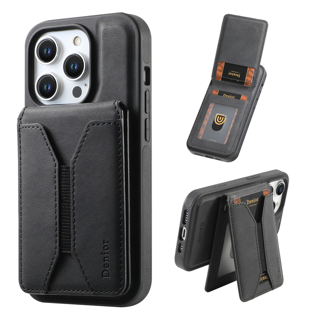 Denior Rotating Magnetic Stand Card Holder Phone Case, Compatible with Apple 17/16/15/14/13/12 Series, Multi Card Slots Wallet