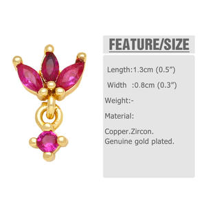 Nouvelles Boucles d'Oreilles Géométriques en Zircon pour Femme, Plaqué Or 18K, Laiton et Acier Inoxydable - Product Image 3