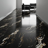 Carrelage en porcelaine effet marbre noir Nero Marquina 600x600 mm (24x24 pouces) poli brillant, à motifs, pour sols et murs de villas de luxe