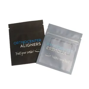 Özel küçük ilaç şeffaf Aligner kılıfı yeniden kullanılabilir fermuar ile düz plastik şeffaf Bolsas Selladoras Alineadores ambalaj