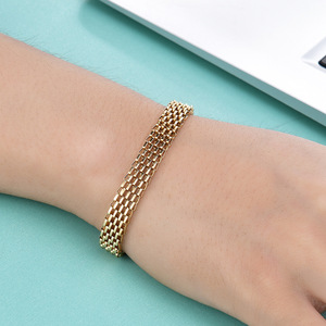 Brazalete de Moda de 8 mm de Ancho, Trenzado, de Metal Color Dorado, Joyería Unisex, Diseño Geométrico, Material de Aleación de Zinc - Product Image 4