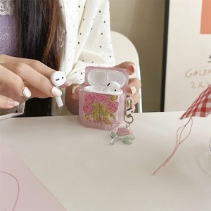 Funda para auriculares inalámbricos AirPods de 3.ª generación/Pro 2, estilo INS, con diseño de rosa rosa, anticaídas - Product Image 1