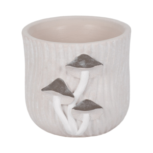 Maceta moderna de cemento con apliques de hongos para decoración interior y exterior - Product Image 1