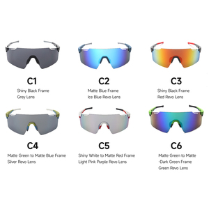 Lunettes de soleil de sport de plein air en gros, logo personnalisé, monture sans cadre pour homme, lentilles en PC, protection UV400, coupe-vent, lunettes de vélo de course - Product Image 6
