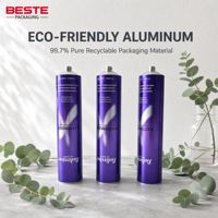 Emballage en tube d'aluminium, tubes pliables, contenants cosmétiques vides, taille personnalisée, imprimés, recyclables, shampooing, capacité personnalisée, à vis