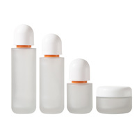 Juego de Envases Cosméticos de Vidrio Multifuncional con Pulverizador y Bomba, en Stock, Tarro de Crema Esmerilado de 30g y 50g con Junta Interior Selladora